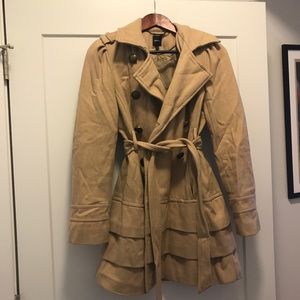 Adorable layered camel coat